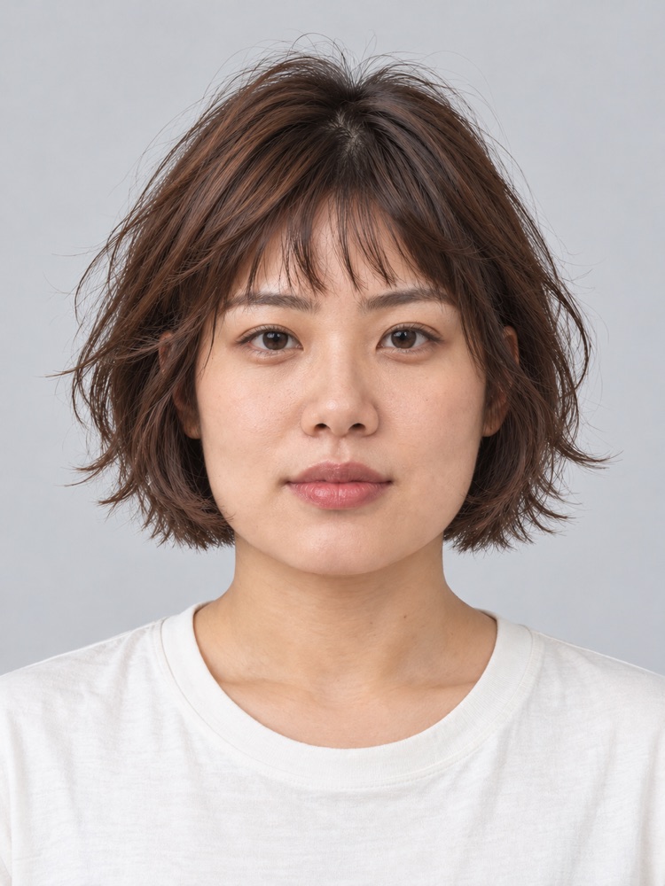 方臉・下顎寬・25 歲剪小貓短髮
