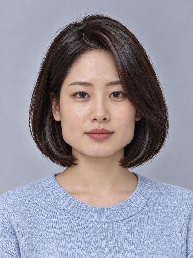 方臉・下顎角明顯・33 歲剪鮑伯頭