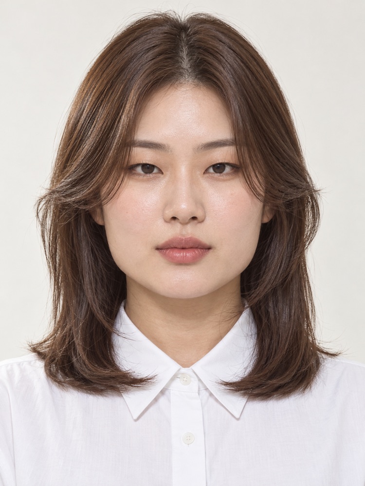方臉・下顎角明顯・26 歲剪長側瀏海
