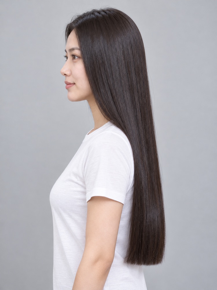 順滑長直髮側面