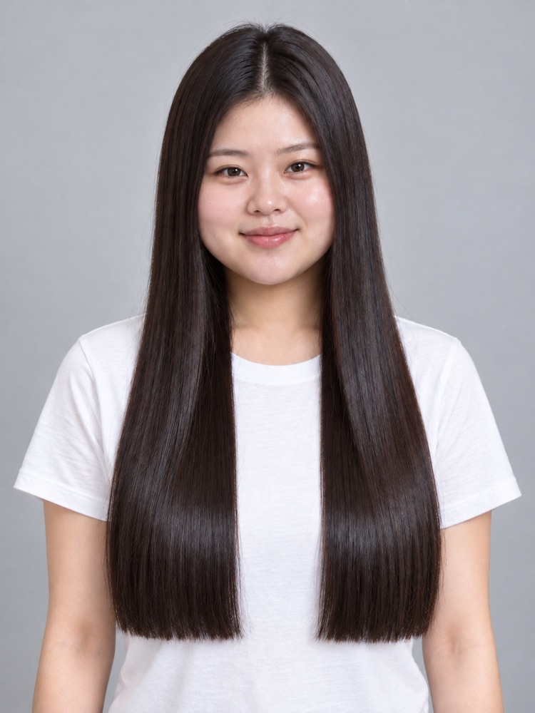 圓臉・24 歲剪順滑長直髮