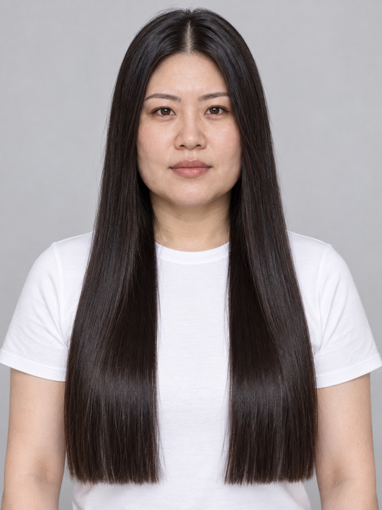 方臉・下顎寬・33 歲剪順滑長直髮
