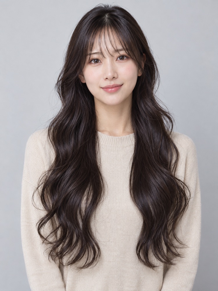 Momo 同款：輕薄瀏海長捲髮（虛構模特兒）