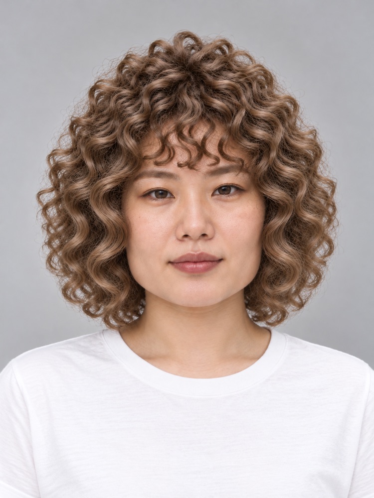 方臉・下顎寬・35 歲剪羊毛捲