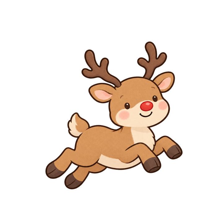 뛰어오르는 순록 크리스마스 일러스트 (투명 PNG)