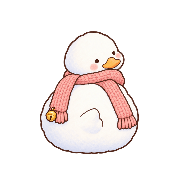 분홍 목도리를 한 눈오리 크리스마스 일러스트 (투명 PNG)