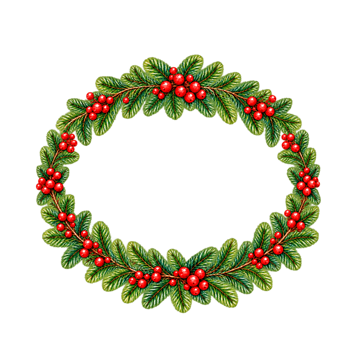 Ovaler Rahmen mit roten Beeren – Weihnachten Clipart, transparentes PNG