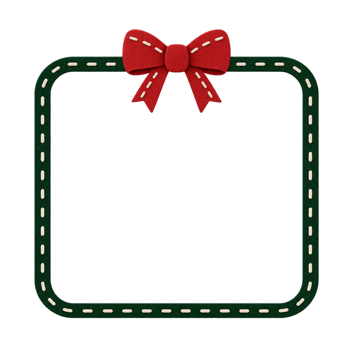 Grüner Filzrahmen mit roter Schleife – Weihnachten Clipart, transparentes PNG