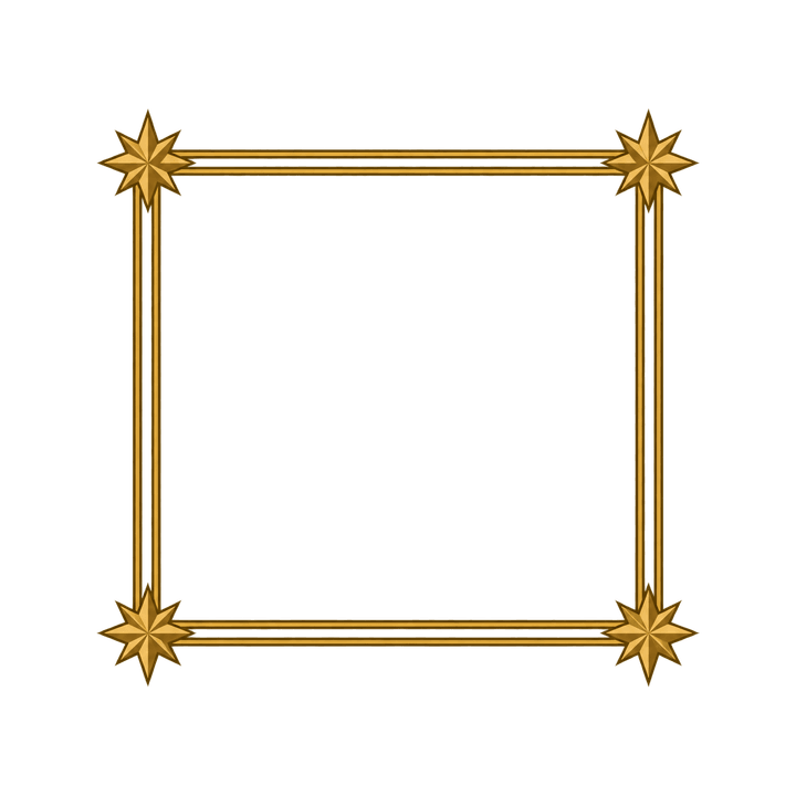 Goldener Rahmen mit Eckensternen – Weihnachten Clipart, transparentes PNG