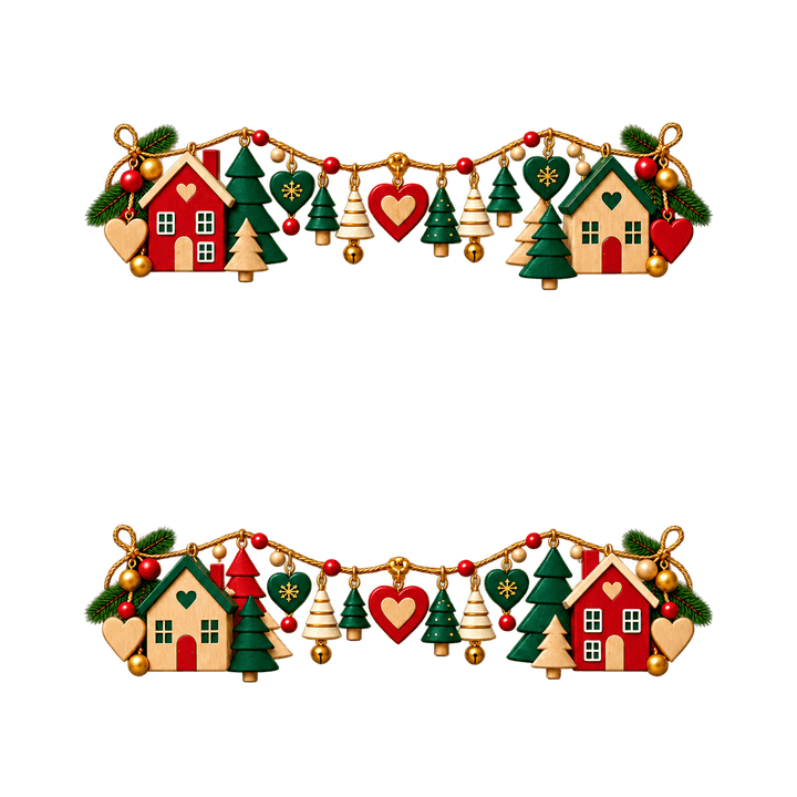 Holzschmuck-Rahmen oben und unten – Weihnachten Clipart, transparentes PNG