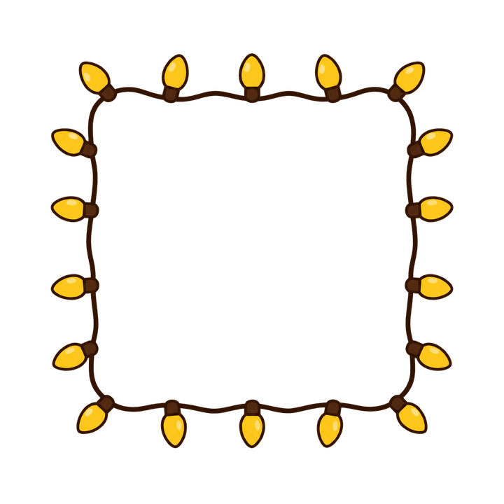 Rahmen aus Lichterkette – Weihnachten Clipart, transparentes PNG