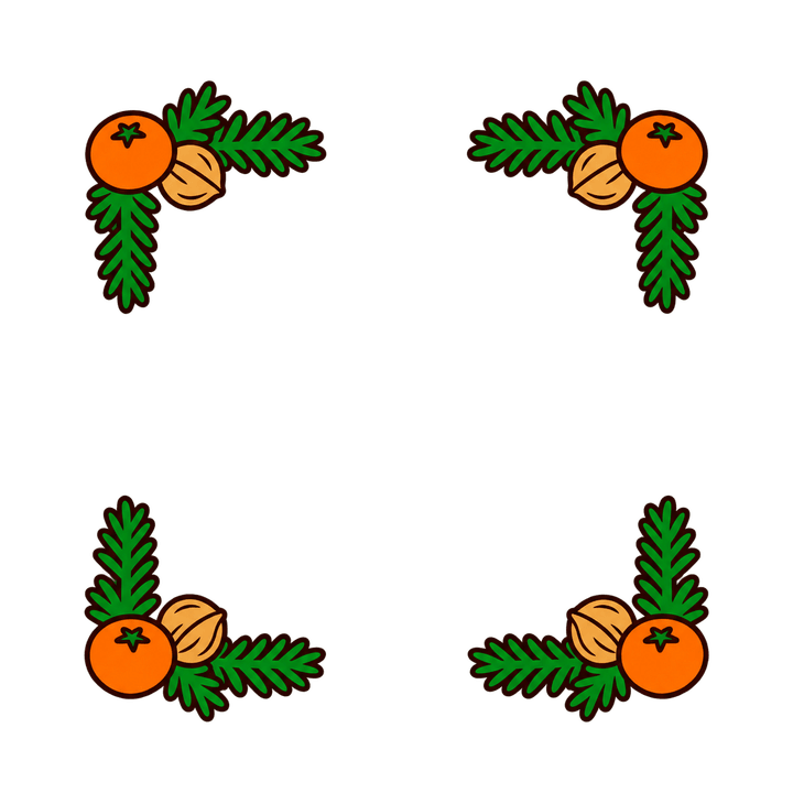 Eckrahmen mit Mandarinen und Nüssen – Weihnachten Clipart, transparentes PNG