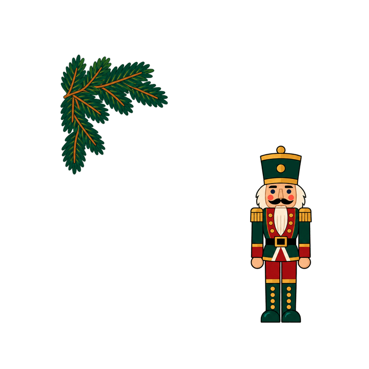 Rahmen mit Nussknacker und Tannenzweig – Weihnachten Clipart, transparentes PNG