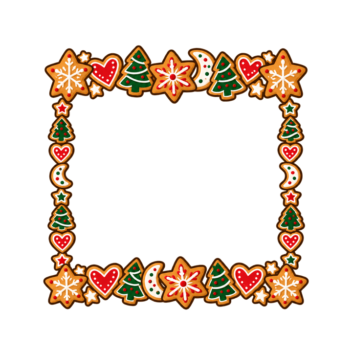 Rahmen aus verzierten Plätzchen – Weihnachten Clipart, transparentes PNG