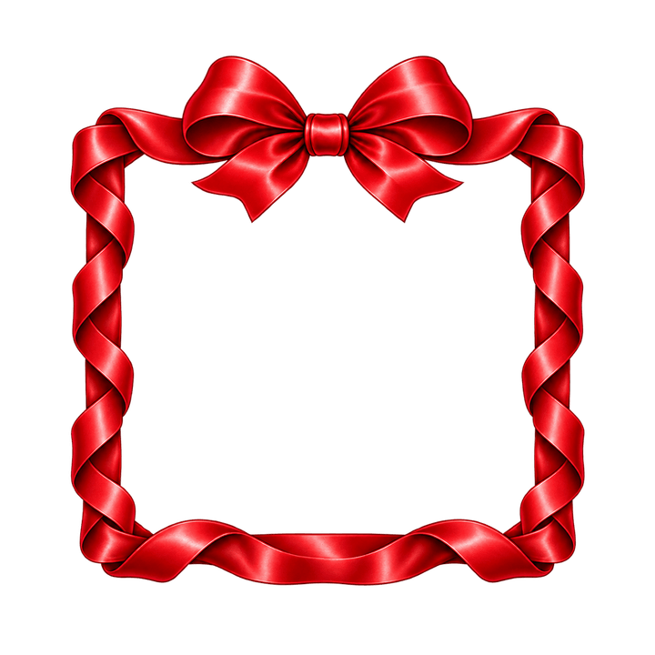 Rahmen aus rotem Satinband – Weihnachten Clipart, transparentes PNG