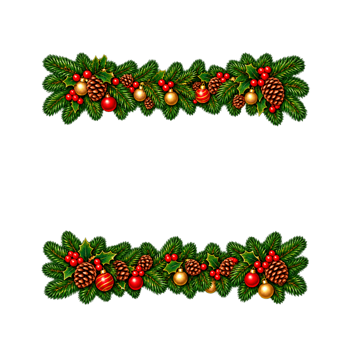 Rahmen mit Tannengirlanden oben und unten – Weihnachten Clipart, transparentes PNG