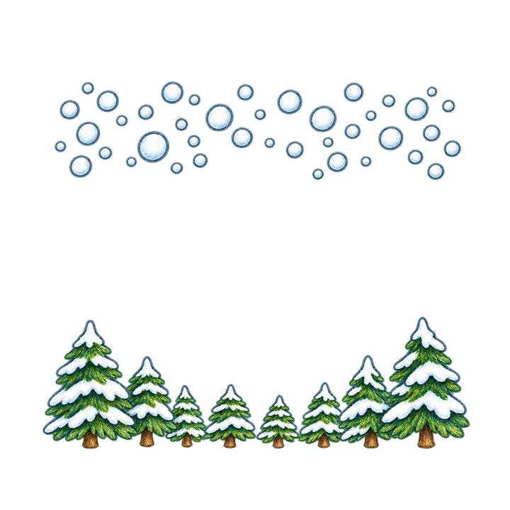 Rahmen mit verschneiten Tannen – Weihnachten Clipart, transparentes PNG