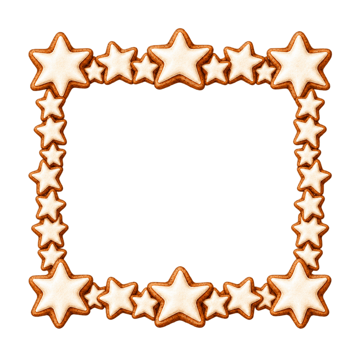 Rahmen aus Zimtsternen – Weihnachten Clipart, transparentes PNG