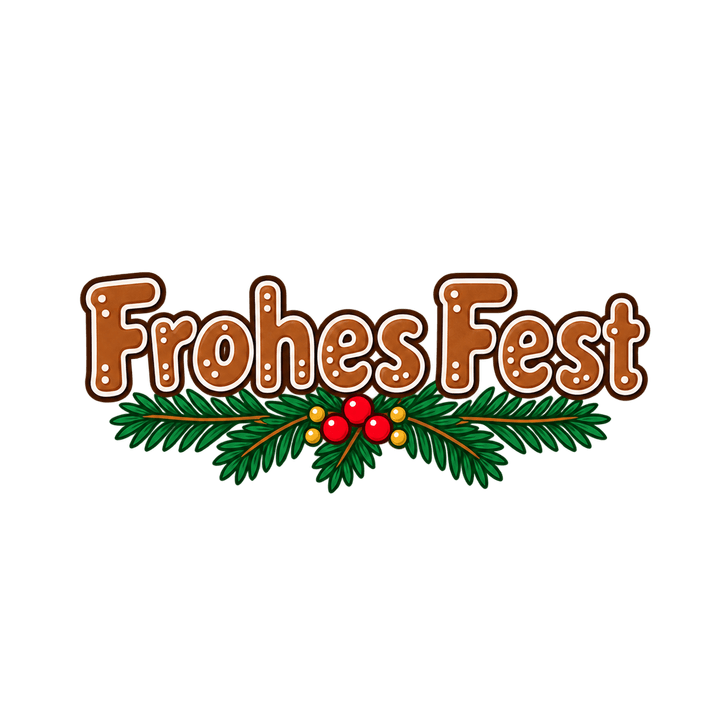 Lebkuchen-Schriftzug Frohes Fest – Weihnachten Clipart, transparentes PNG