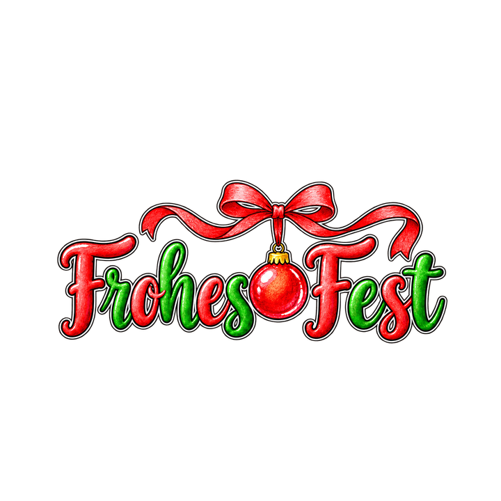 Rot-grüner Schnörkel-Schriftzug Frohes Fest – Weihnachten Clipart, transparentes PNG