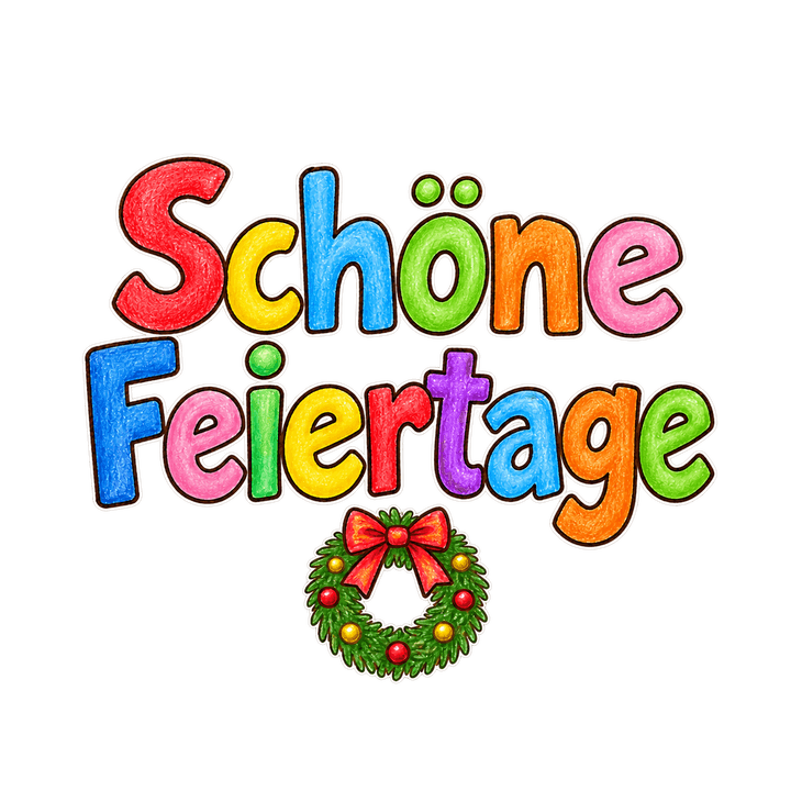 Bunter Schriftzug Schöne Feiertage – Weihnachten Clipart, transparentes PNG