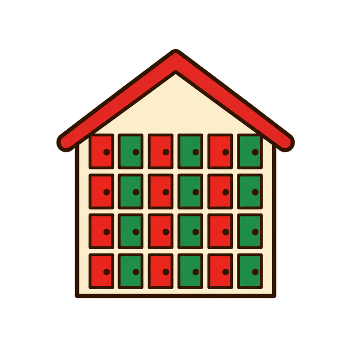 Adventskalender in Hausform – Weihnachten Clipart, transparentes PNG