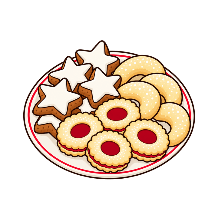 Plätzchenteller mit Zimtsternen – Weihnachten Clipart, transparentes PNG