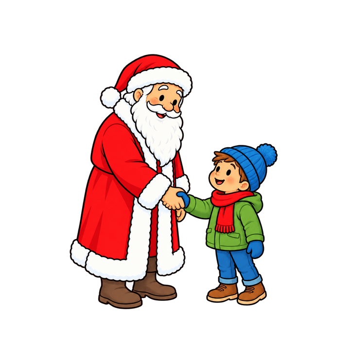 Nikolaus gibt einem Kind die Hand – Weihnachten Clipart, transparentes PNG