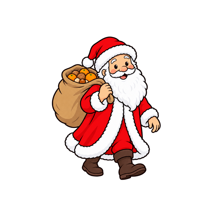 Nikolaus trägt Sack über der Schulter – Weihnachten Clipart, transparentes PNG