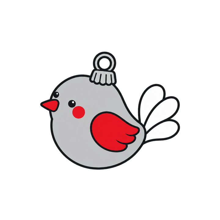 Vogelanhänger in Silber und Rot – Weihnachten Clipart, transparentes PNG