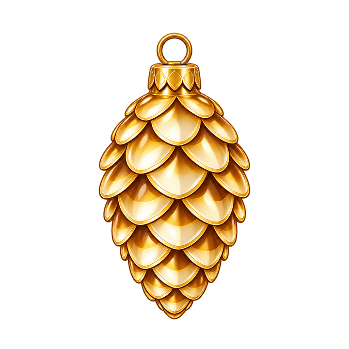 Goldener Tannenzapfen-Anhänger – Weihnachten Clipart, transparentes PNG