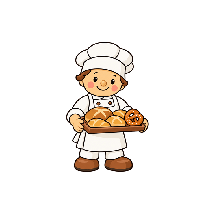 Holzfigur Bäcker mit Brötchenblech – Weihnachten Clipart, transparentes PNG
