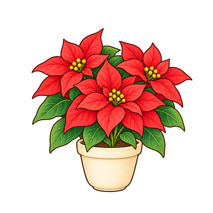 Roter Weihnachtsstern im Topf – Weihnachten Clipart, transparentes PNG