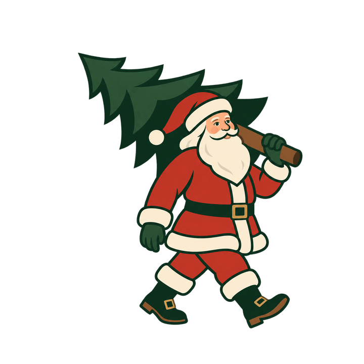 Weihnachtsmann trägt Weihnachtsbaum – Weihnachten Clipart, transparentes PNG
