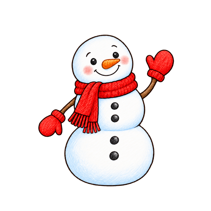 Schneemann mit Schal und Fäustlingen – Weihnachten Clipart, transparentes PNG