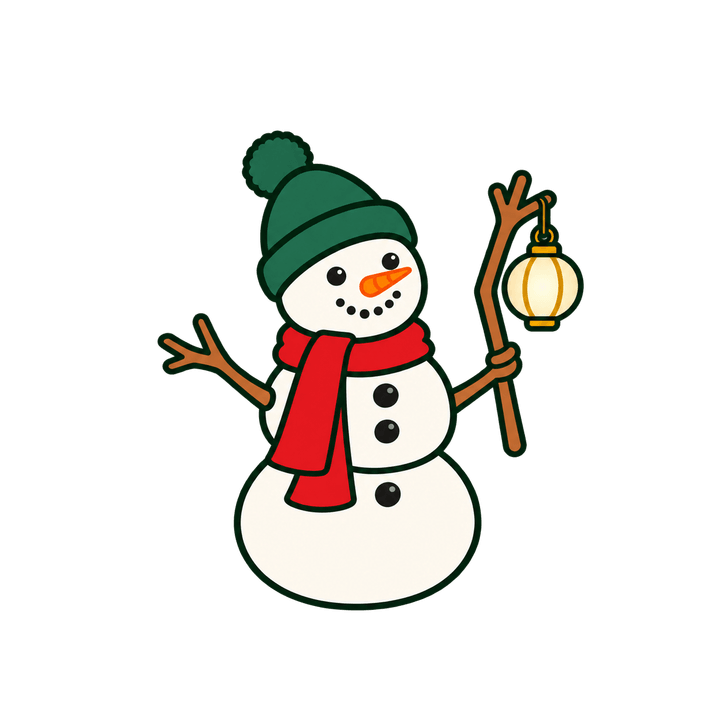 Schneemann mit Laterne – Weihnachten Clipart, transparentes PNG