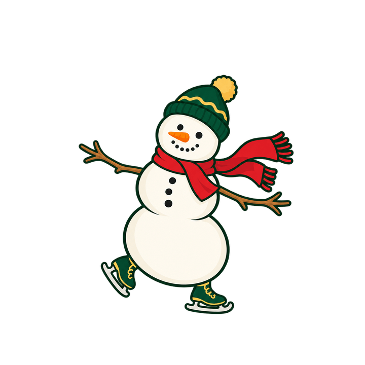 Schneemann auf Schlittschuhen – Weihnachten Clipart, transparentes PNG