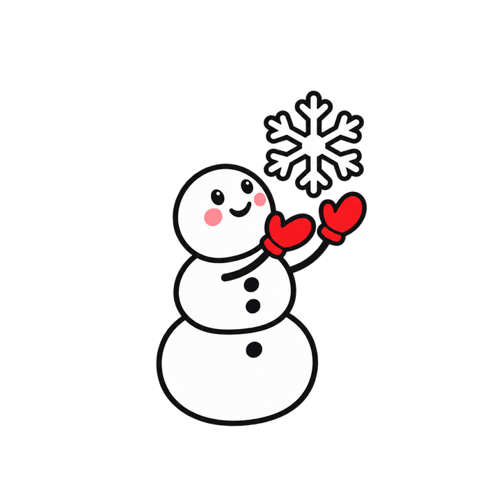 Schneemann greift nach Schneeflocke – Weihnachten Clipart, transparentes PNG