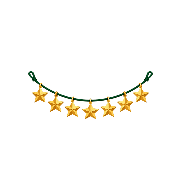 Girlande mit goldenen Sternen – Weihnachten Clipart, transparentes PNG