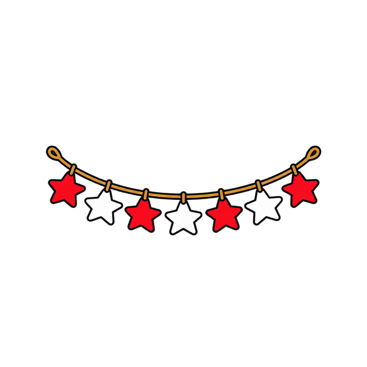 Girlande mit roten und weißen Sternen – Weihnachten Clipart, transparentes PNG