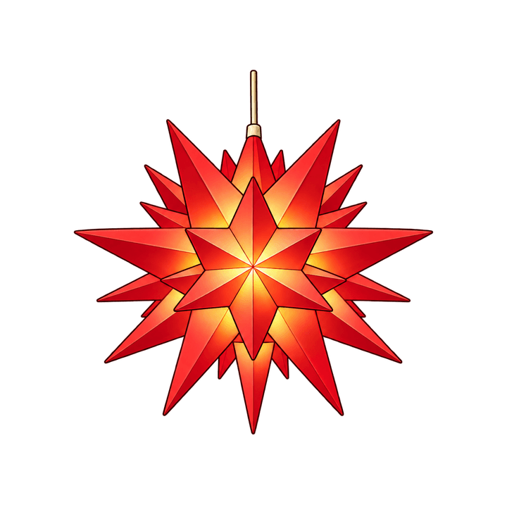 Leuchtender roter Adventsstern – Weihnachten Clipart, transparentes PNG