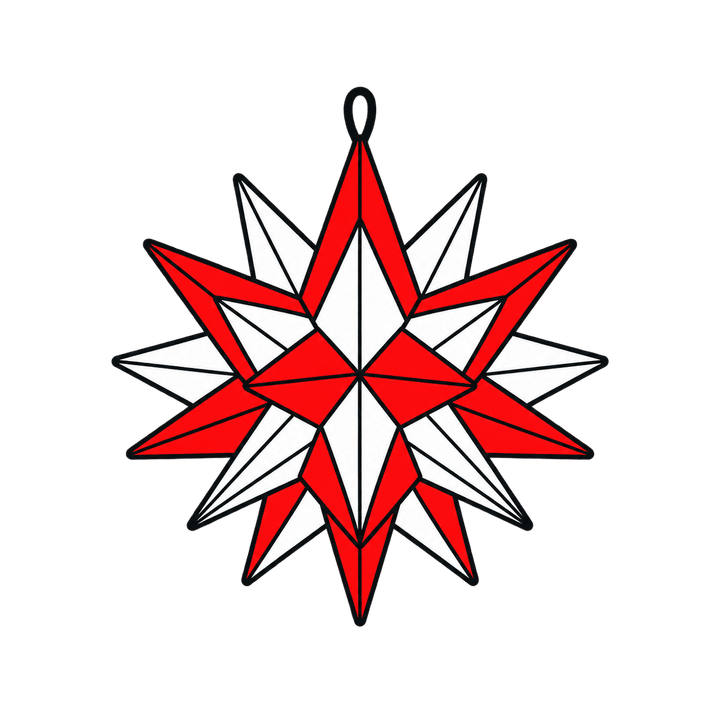 Rot-weißer Adventsstern – Weihnachten Clipart, transparentes PNG