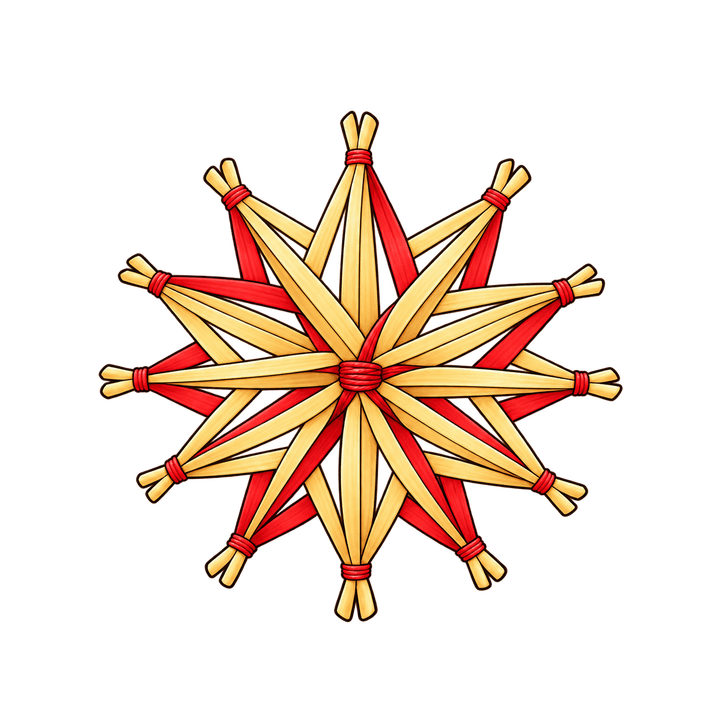 Strohstern mit roten Halmen – Weihnachten Clipart, transparentes PNG