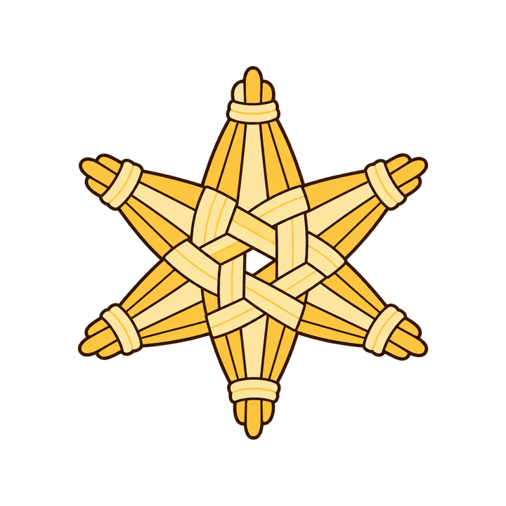 Sechszackiger geflochtener Strohstern – Weihnachten Clipart, transparentes PNG