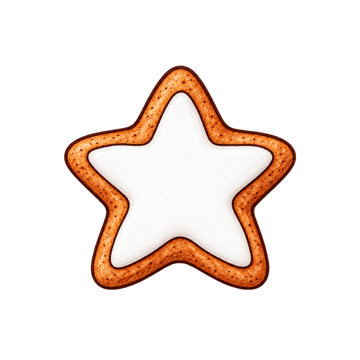 Zimtstern mit Zuckerguss – Weihnachten Clipart, transparentes PNG