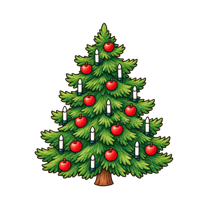 Weihnachtsbaum mit Äpfeln und Kerzen – Weihnachten Clipart, transparentes PNG