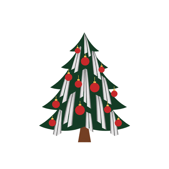 Weihnachtsbaum mit Lametta und Kugeln – Weihnachten Clipart, transparentes PNG