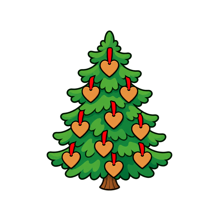 Weihnachtsbaum mit Lebkuchenherzen – Weihnachten Clipart, transparentes PNG