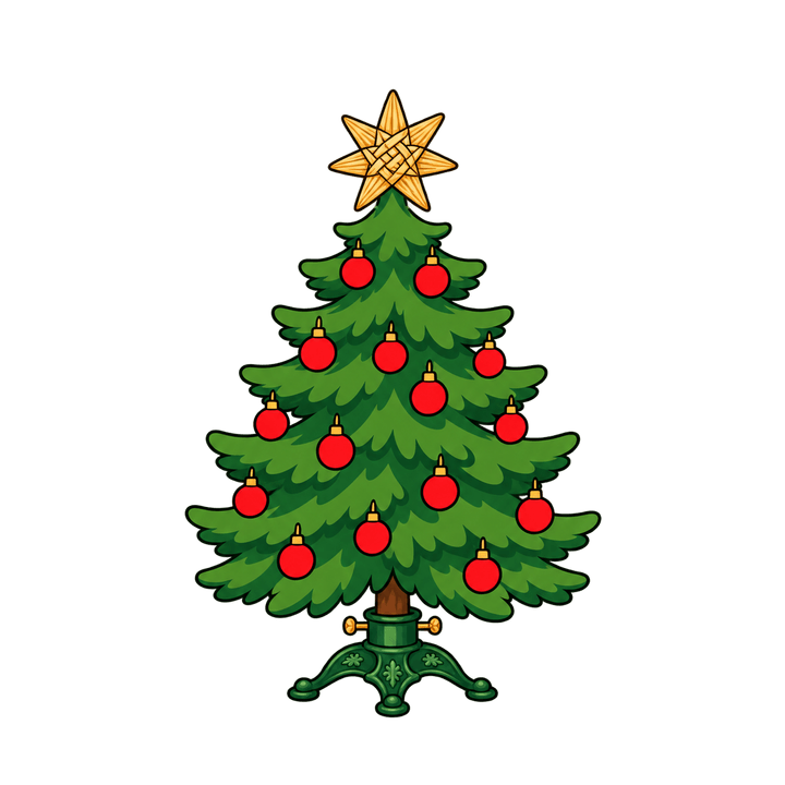 Weihnachtsbaum im gusseisernen Ständer – Weihnachten Clipart, transparentes PNG