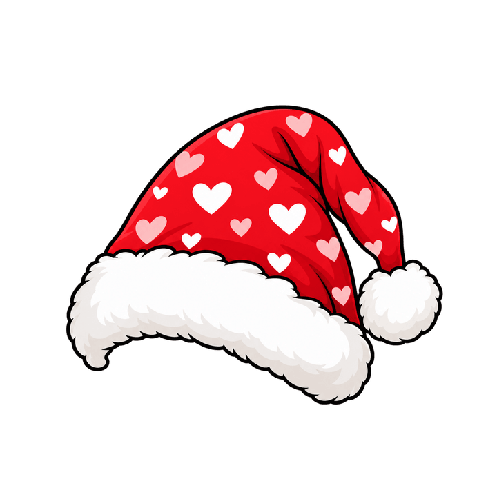Gorro com coraçõezinhos – Natal PNG com fundo transparente